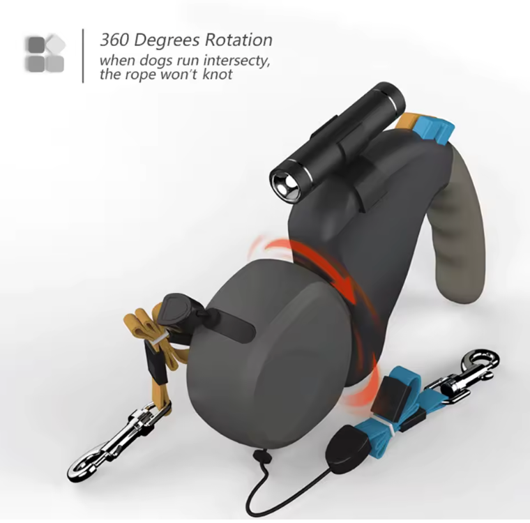 Smycz Obrotowa dla Dwóch Psów - MyWalkingLeash Premium